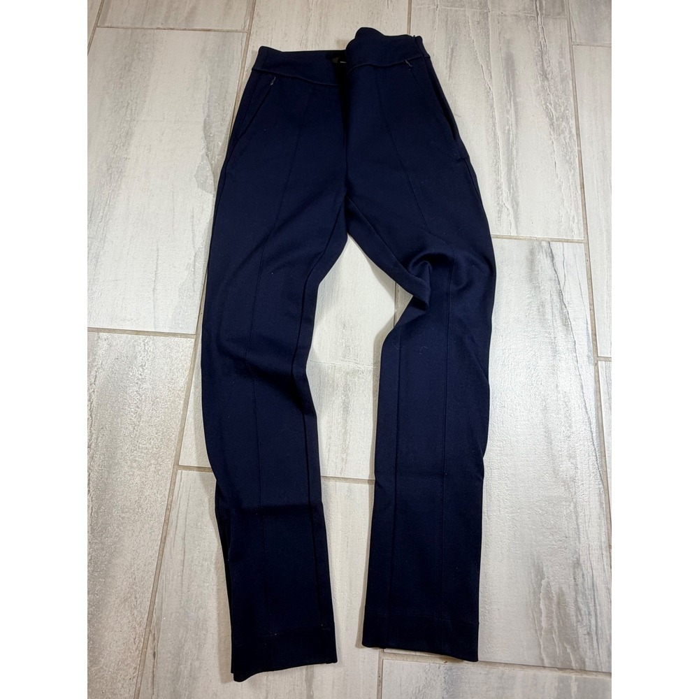 White House Black Market Skinny Ankle Pants Navy Blue Side Zip Pintuck Womens 6